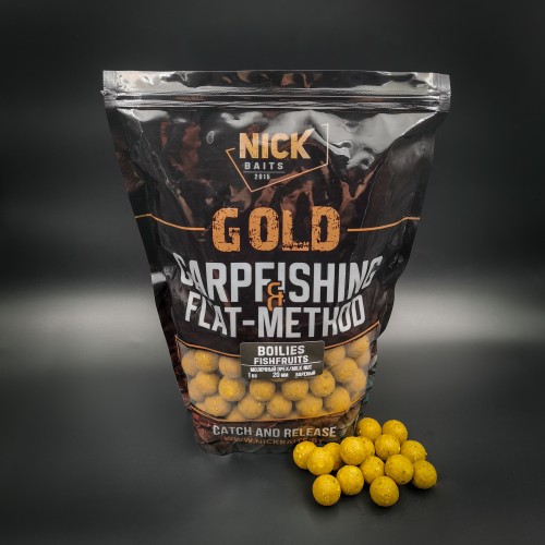 Бойлы прикормочные NICK BAITS GOLD FishFruits (Молочный орех/Milk Nut) 20мм 1 кг