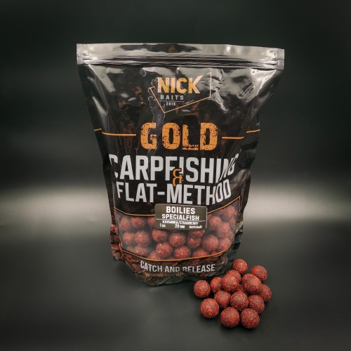 Бойлы прикормочные NICK BAITS GOLD SpecialFish (Клубника/Strawberry) 20мм 1 кг
