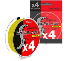Шнур плетеный Nautilus CrossBlade X4 Fluo Yellow d-0.09 2.7кг 6lb 150м