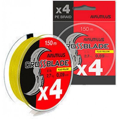 Шнур плетеный Nautilus CrossBlade X4 Fluo Yellow d-0.09 2.7кг 6lb 150м