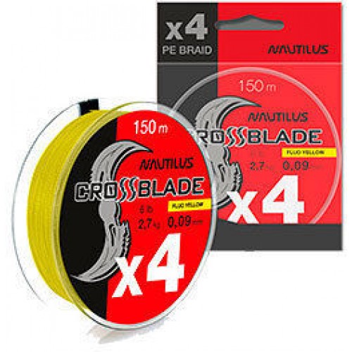 Шнур плетеный Nautilus CrossBlade X4 Fluo Yellow d-0.12 5.5кг 12lb 150м