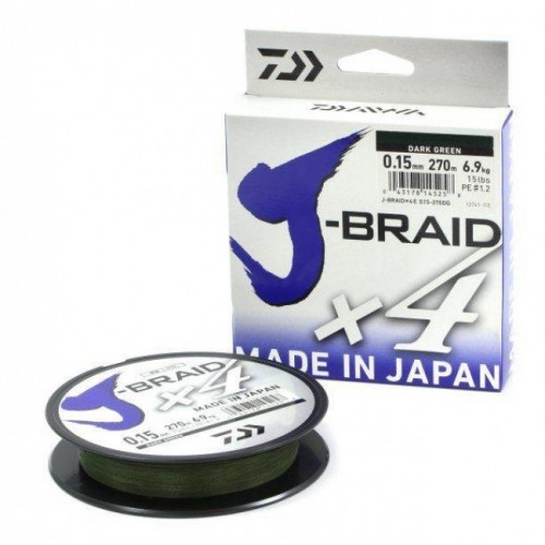 Плетенка DAIWA J-Braid X4 0,19мм/135м (зеленая)