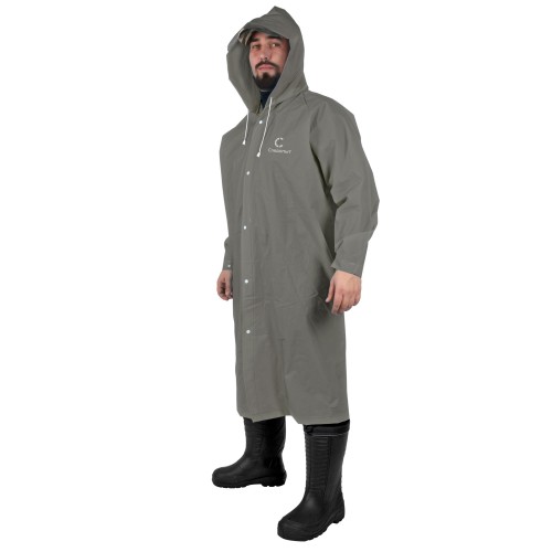 Плащ-дождевик СЛЕДОПЫТ, плотный EVA, 76х130 см., с козырьком на капюшоне и чехлом, цв. серый, р. 56-58
