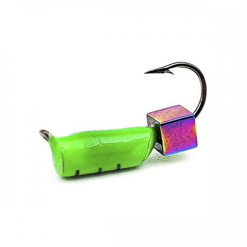 Мормышка вольфрамовая Столбик с кубиком Хамелеон 0,3 гр. (зеленый) d- 1,5