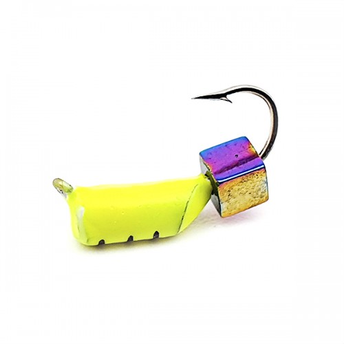 Мормышка вольфрамовая Столбик с кубиком Хамелеон 0,5 гр. (лимон) d-2,0 мм