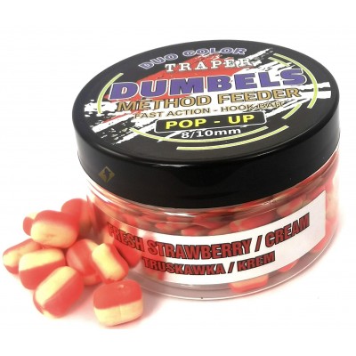 Бойлы плавающие Traper Boiles Dumbels Duo Color Pop-up 8/10mm Truskawka/Krem (Клубника/Сливки)
