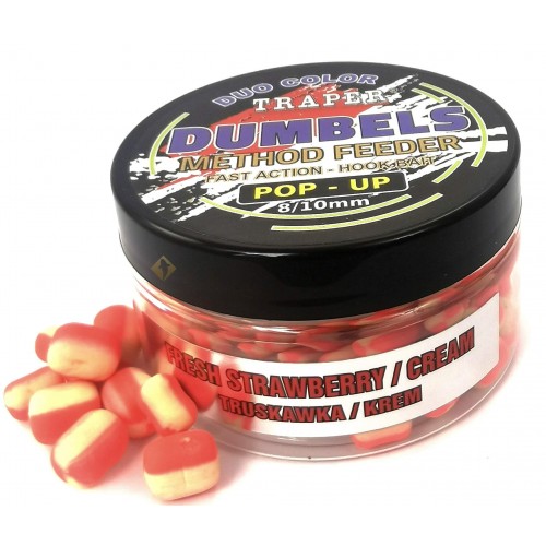 Бойлы плавающие Traper Boiles Dumbels Duo Color Pop-up 8/10mm Truskawka/Krem (Клубника/Сливки)