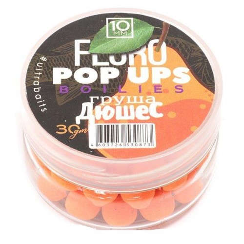 Бойлы плавающие FLURO POP UPS ULTRABAITS (ГРУША ДЮШЕС) 10 мм