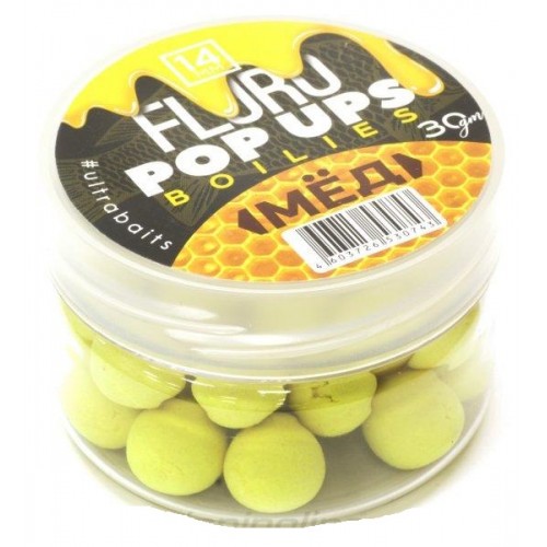 Бойлы плавающие FLURO POP UPS ULTRABAITS (МЁД) 14 мм