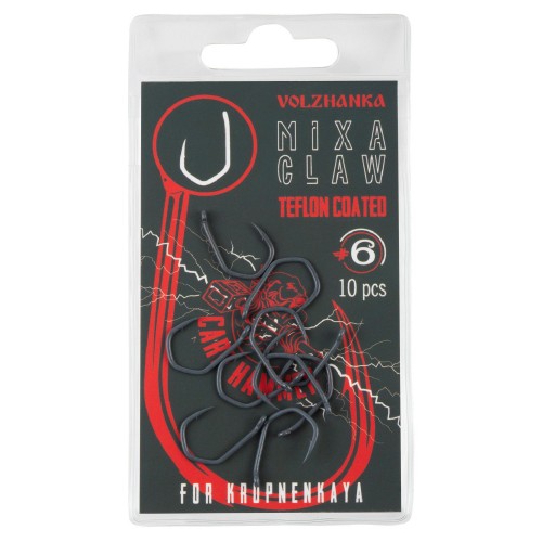 Крючок карповый Volzhanka Mixa Claw Teflon № 6 (10 штук)