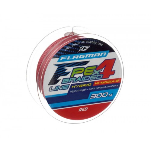 Шнур FLAGMAN PE Hybrid F4 300м Red 0,45мм 29,5кг 65lb