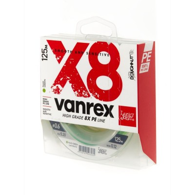 Шнур плетеный Lucky John Vanrex х8 BRAID Fluo Green 125/014