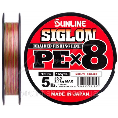 Шнур Sunline Siglon PE х8 150m #1.0/0.171mm 16lb/7.7kg многоцветный