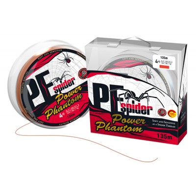 Шнур плетеный Power Phantom 8x, PE Spider, 135м, оранжевый #0,5, 0,11мм, 9,1кг