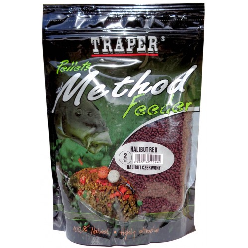 Пеллетс Traper METHOD FEEDER PELLETS Halibut Red/Палтус 2mm 0,5кг