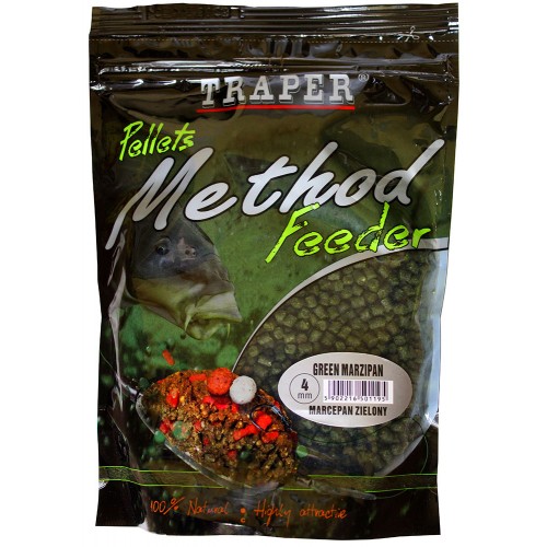 Пеллетс Traper METHOD FEEDER PELLETS Marcepan zielony/Марципан зеленый 4mm 0,5кг