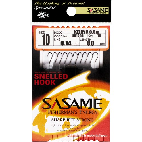 Крючки с поводком SASAME U01208 KEIRYU 80см, №10, 0.14мм 10шт