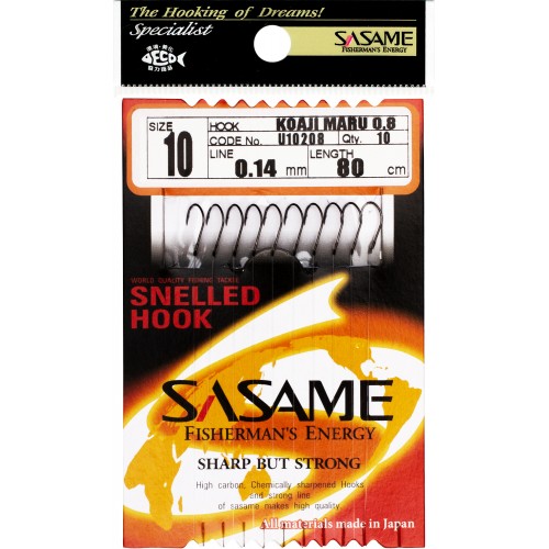 Крючки с поводком SASAME U10208 KOAJI MARU 80см, №10, 0.14мм 10шт