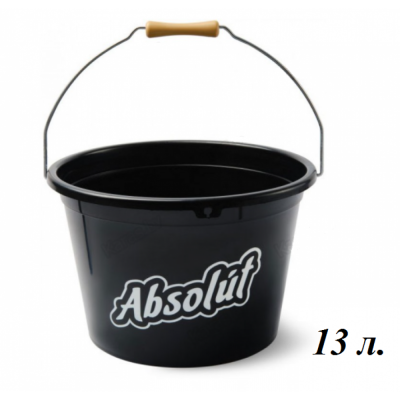 Ведро черное для прикормки 13л с логотипом ABSOLUT                               