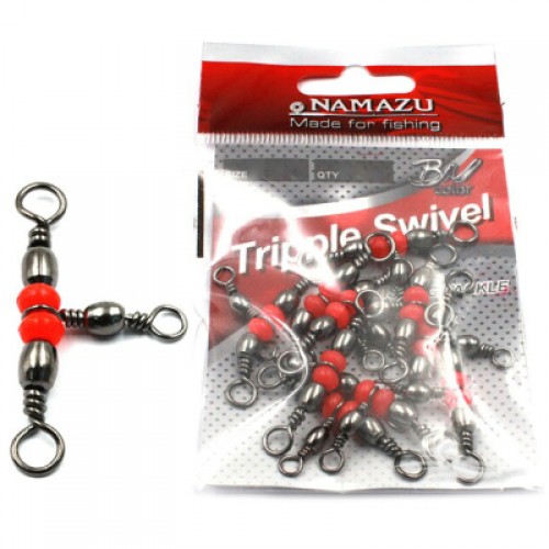 Вертлюг тройной Namazu TRIPPLE SWIVEL, латунь, цв. BN, р. 14 х 16, test-8 кг (уп.10 шт)