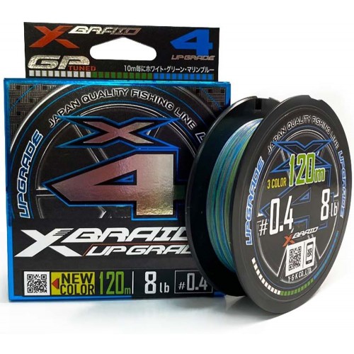 Плетеный шнур YGK X-Braid Upgrade PE х4, #1.0, 120 м, 3Color